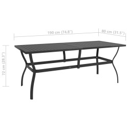 Table de jardin Anthracite 190x80x72 cm Acier 640658640658