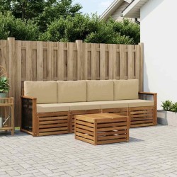 Ensemble de canapés d'extérieur 5 pcs Naturel et Beige 640674640674