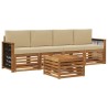 Ensemble de canapés d'extérieur 5 pcs Naturel et Beige 640674640674