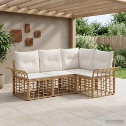 Ensemble de canapés d'extérieur 4 pcs Blanc Naturel et Crème 640679640679