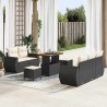 Ensemble de canapé de jardin 8 pcs Noir et Crème polyrotin 640687640687