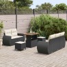Ensemble de canapé de jardin 8 pcs Noir et Crème polyrotin 640687640687