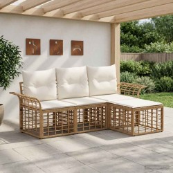 Ensemble de canapés d'extérieur 4 pcs Blanc Naturel et Crème 640689640689