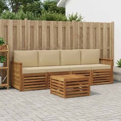 Ensemble de canapés d'extérieur 5 pcs Naturel et Beige 640690640690