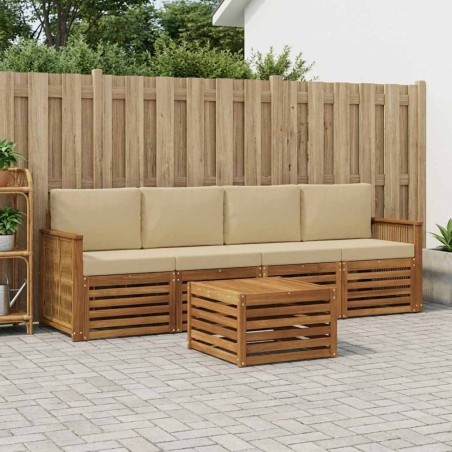 Ensemble de canapés d'extérieur 5 pcs Naturel et Beige 640690640690