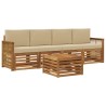 Ensemble de canapés d'extérieur 5 pcs Naturel et Beige 640690640690