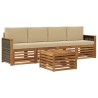 Ensemble de canapés d'extérieur 5 pcs Naturel et Beige 640695640695