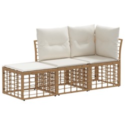 Ensemble de canapés d'extérieur 3 pcs Naturel Polyester 640700640700