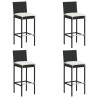 Ensemble de bar d'extérieur 5 pcs coussins Résine tressée Noir 640703640703
