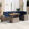 Salon de jardin 6 pcs avec coussins gris résine tressée 640706640706