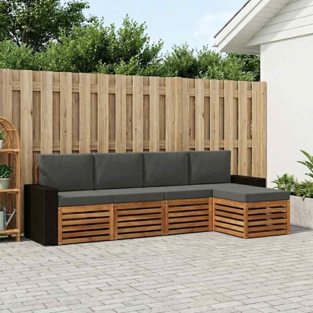 Ensemble de canapés d'extérieur 5 pcs Naturel et Anthracite 640709640709