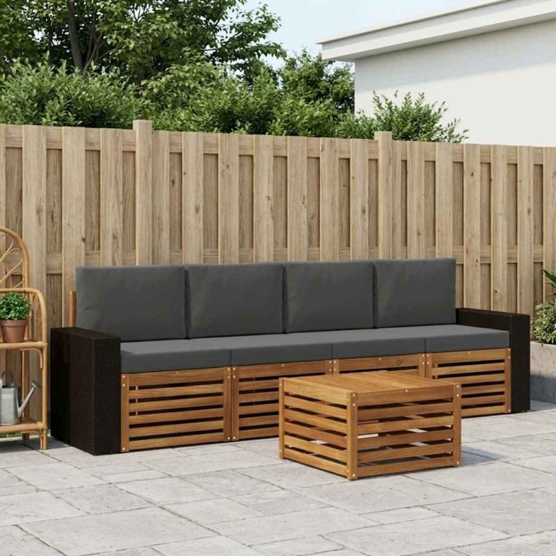 Ensemble de canapés d'extérieur 5 pcs Naturel et Anthracite 640715640715