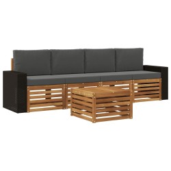 Ensemble de canapés d'extérieur 5 pcs Naturel et Anthracite 640715640715