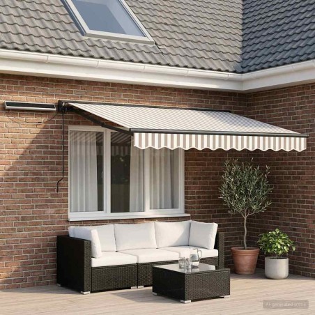Auvent rétractable électrique Gris clair et blanc 2,5 x 2 m 640721640721