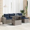 Salon de jardin avec coussins 6 pcs gris résine tressée acacia 640733640733