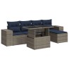 Salon de jardin avec coussins 6 pcs gris résine tressée acacia 640733640733