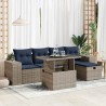 Salon de jardin avec coussins 6pcs marron résine tressée acacia 640735640735