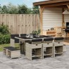 Ensemble à manger de jardin 11pcs avec coussins gris poly rotin 640736640736