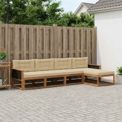 Ensemble de canapés d'extérieur 5 pcs Naturel et Beige 640737640737