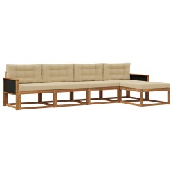 Ensemble de canapés d'extérieur 5 pcs Naturel et Beige 640737640737