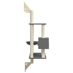 Arbre à chat mural avec griffoir gris foncé 153 cm 640739640739