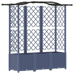 Lit Élevé avec Treillis et Toit Gris 163 x 40 x 138 cm PP 640746640746