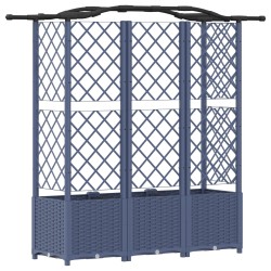 Lit Élevé avec Treillis et Toit Gris 163 x 40 x 138 cm PP 640746640746