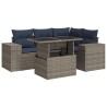 Salon de jardin avec coussins 5 pcs gris résine tressée 640748640748