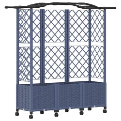Lit Élevé avec Treillis et Toit Gris 163 x 40 x 144 cm PP 640751640751