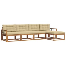 Ensemble de canapés d'extérieur 5 pcs Naturel et Beige 640754640754