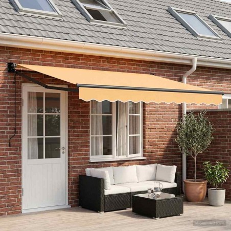 Auvent rétractable Sable 4,5 × 3 m Polyester et métal 640755640755