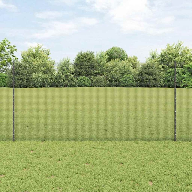 Clôture en fil soudé avec poteaux 25 x 1,2 m Gris Maille 640772640772