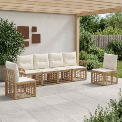 Ensemble de canapés d'extérieur 6 pcs Blanc Naturel et Crème 640773640773