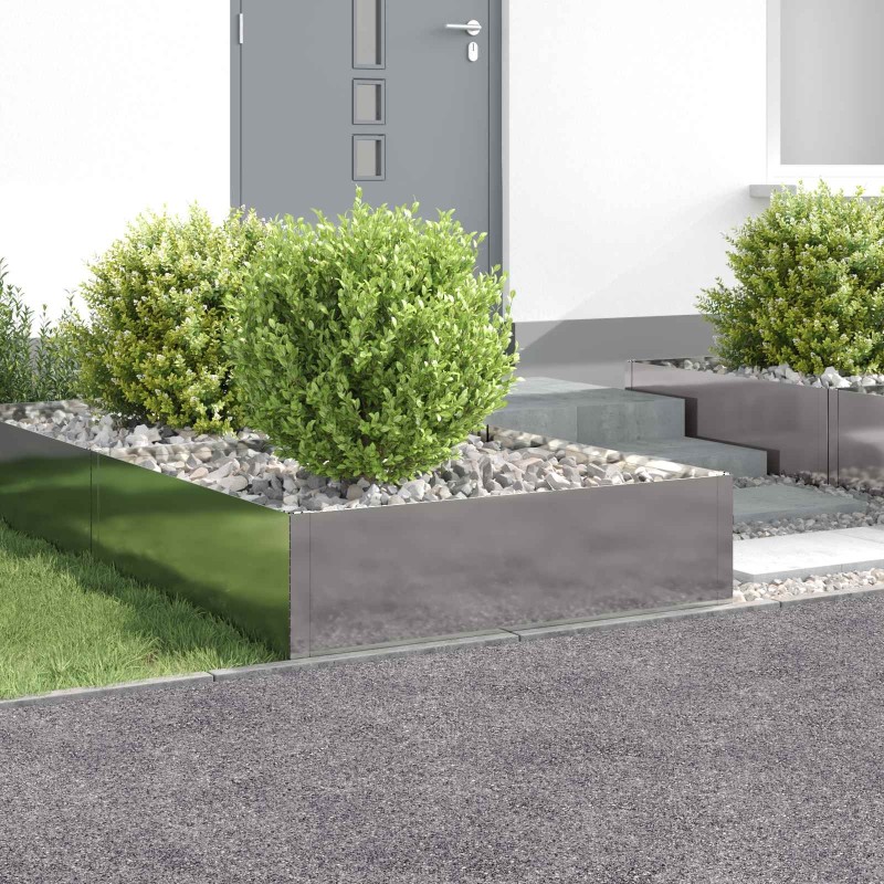 Bordure de Pelouse 4 pcs 100 x 100 x 35 cm Acier Argenté 640776640776
