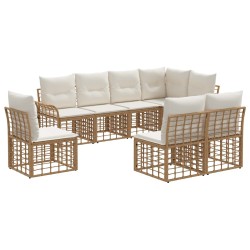 Ensemble de canapés d'extérieur 8 pcs Blanc Naturel et Crème 640787640787