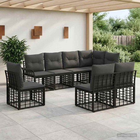 Ensemble de canapés d'extérieur 8 pcs Noir et Gris foncé 640790640790