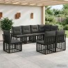 Ensemble de canapés d'extérieur 8 pcs Noir et Gris foncé 640790640790