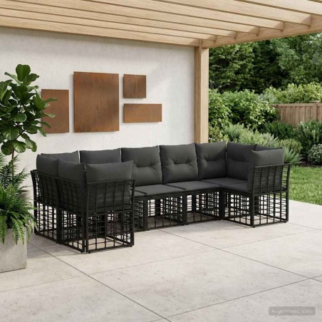 Ensemble de canapés d'extérieur 7 pcs Noir et Gris foncé 640796640796