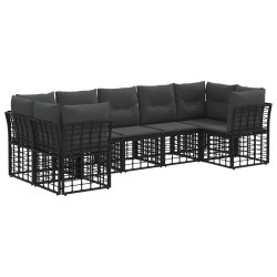 Ensemble de canapés d'extérieur 7 pcs Noir et Gris foncé 640796640796