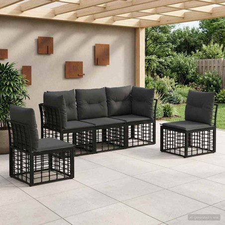Ensemble de canapés d'extérieur Noir Polyester 640800640800