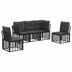 Ensemble de canapés d'extérieur Noir Polyester 640800640800
