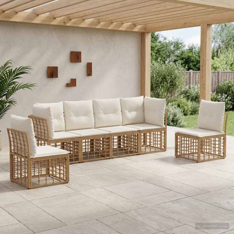 Ensemble de canapés d'extérieur Naturel Polyester 640809640809