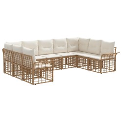 Ensemble de canapés d'extérieur 9 pcs Blanc Naturel et Crème 640811640811