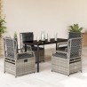 Ensemble à manger de jardin 5 pcs coussins gris résine tressée 640819640819