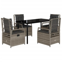 Ensemble à manger de jardin 5 pcs coussins gris résine tressée 640819640819