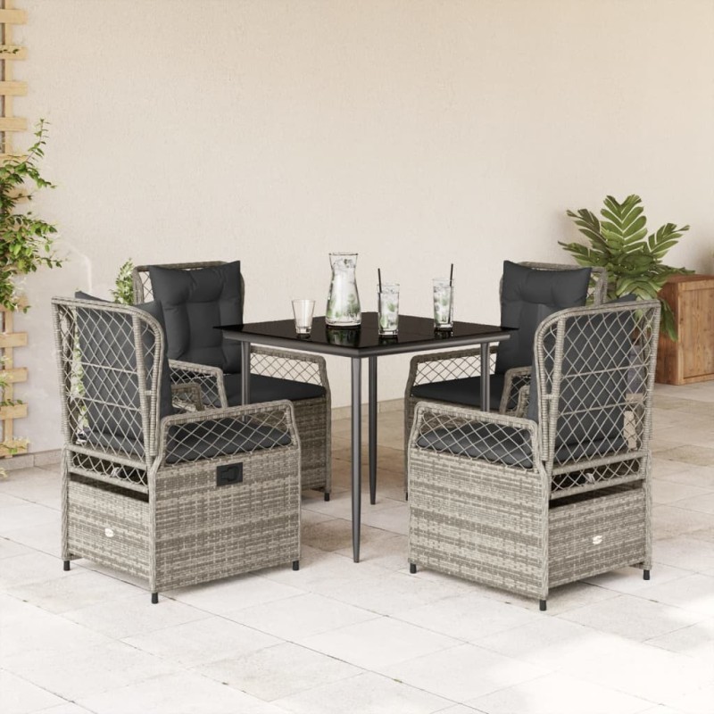 Ensemble à manger de jardin 5 pcs coussins gris résine tressée 640820640820