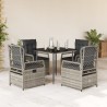 Ensemble à manger de jardin 5 pcs coussins gris résine tressée 640820640820