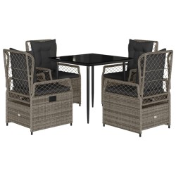 Ensemble à manger de jardin 5 pcs coussins gris résine tressée 640820640820