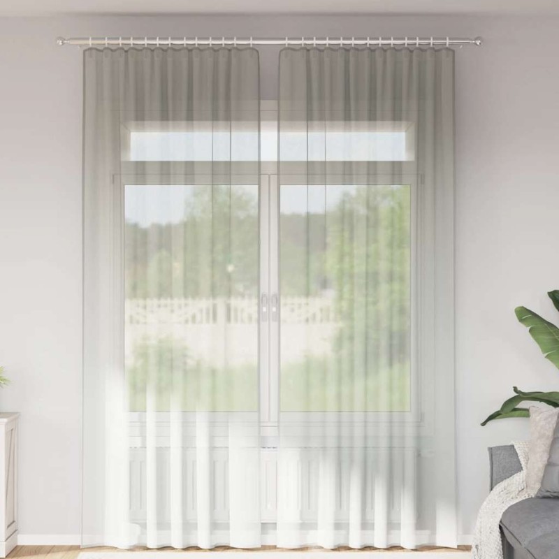Rideaux en voile à œillets 2 pcs gris clair 640826640826