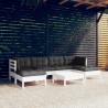 Salon de jardin 7 pcs avec coussins blanc bois de pin 640830640830